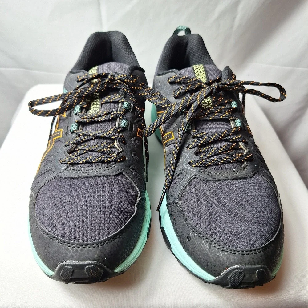 ASICS Gel-Venture 7 Trail Running Sneaker Women Sz 8.5 Black/Teal/Orange Pop GUC